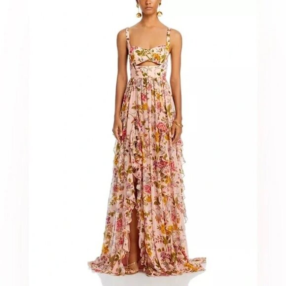 NWT Cinq a Sept Xiomara Floral Dress Gown Soft Pink Multi Size 6 - Picture 3 of 17